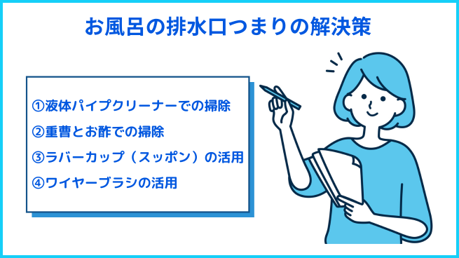 お風呂の排水口つまりの解決策